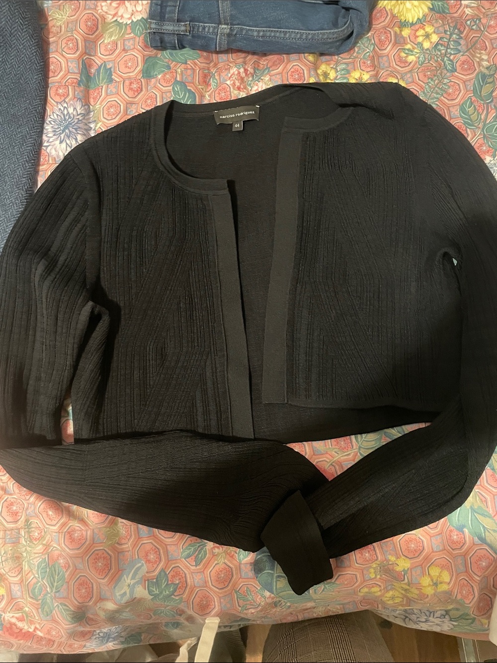 Akris Punto Black Cropped Open-Front Knit Blazer